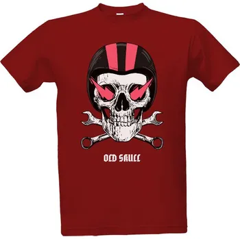 Tričko s potiskem Lebka s helmou a klíčem pánské