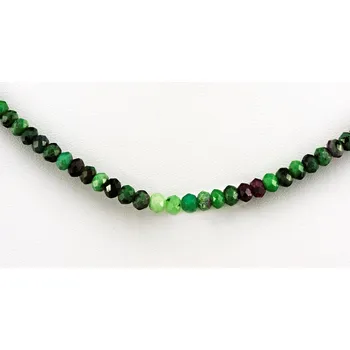 Náhrdelník Náhrdelník z pravého broušeného zoisitu s rubínem QA, stříbro Ag 925/1000, kuličky cca 4 mm (RF7260B)