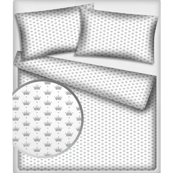 Dětská bavlněná látka Koruny Šedé na Bílém