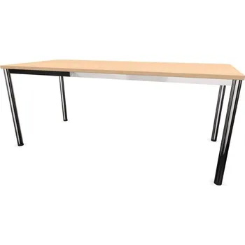 Psací stůl Stůl kancelářský, rovný, podnoží kulaté lesklé, barva javor, š x h: 1800 x 800 mm