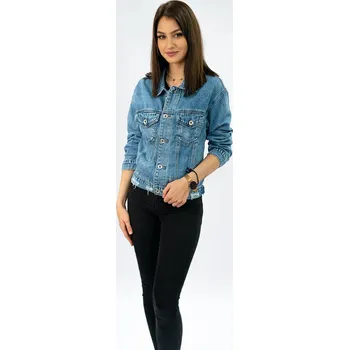 Dámská bunda Světle modrá krátká dámská džínová bunda (SF355#) odstíny modré M (38)