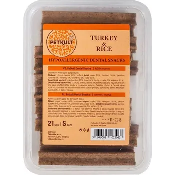 Pamlsek pro psa Petkult Dental Snack Hypoallergenic Turkey/Rice - 12ks/L