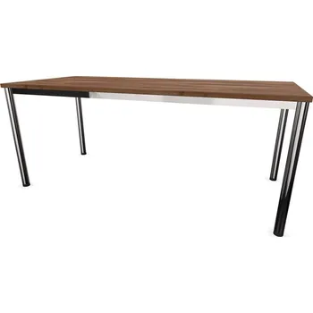 Psací stůl Stůl kancelářský, rovný, podnoží kulaté lesklé, barva ořech, š x h: 1800 x 800 mm