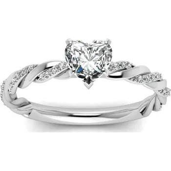 Prsten Elenys stříbrný rhodiovaný prsten Propletené srdce Velikost: 10 (EU: 61-63)