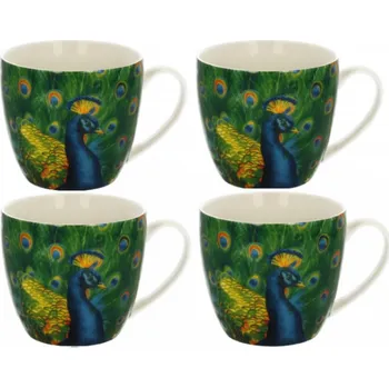 DUO Gifts DG - Porcelánová sada hrníčků PÁV - 4*460 ml