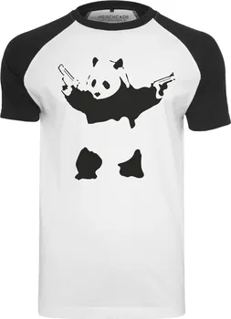 Pánské tričko Mister Tee Banksy Panda Raglan Tee bílé/černé S