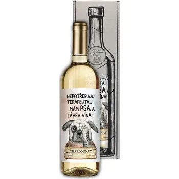 Dárkové víno - Pes - Nepotřebuji terapeuta - Chardonnay 0,75