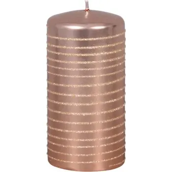 Svíčka Svíčka ANDALO METALIC VÁLEC vánoční d7x14cm růžovo zlatá