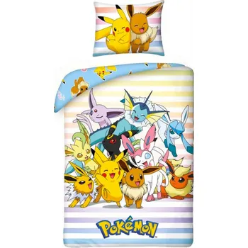 Povlečení Halantex Pokémoni Pikachu a Eevee 140 x 200, 70 x 90 cm zipový uzávěr
