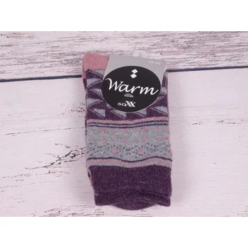 Dámské ponožky SOXX Termo ponožky DE 37756 teplé s vlnou šedofialové s trojúhelníčky velikosti ponožek: 23-25 (EUR vel. 35-38)