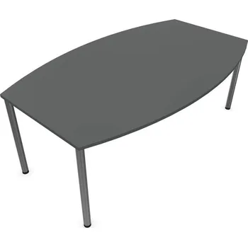 Jednací stůl Konferenční stůl, tvar sudový, barva tmavě šedá, š x h: 2000 x 1200 mm