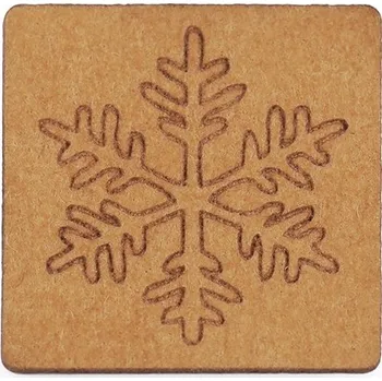 Nášivka/cedulka z pratelného papíru s vločkou, 20x20mm