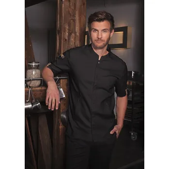 Gastro oděv Karlowsky Kuchařská bunda s krátkým rukávem Green-Generation Barva: Black (ca. Pantone 419C), Velikost: 66 G_KY052