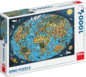 Puzzle Dino Kreslená mapa světa 1000 dílků
