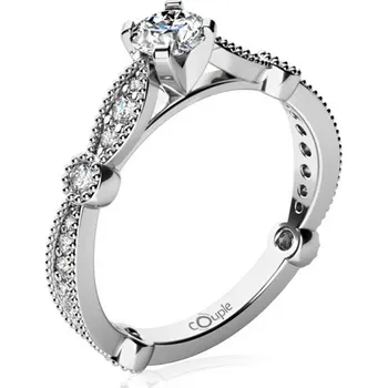 Prsten Couple, Zásnubní prsten Briar, bílé zlato se zirkony, vel.: 55, ø17,5 mm, 6864247-0-55-1