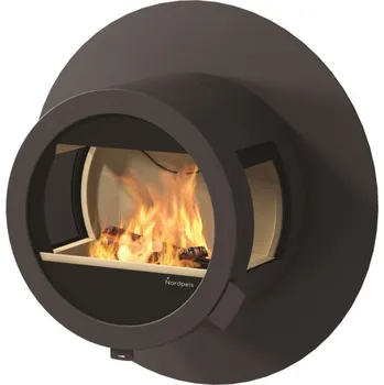 Krbová kamna Nordpeis Me Wand s bočním prosklením s tepelnou ochrannou zástěnou