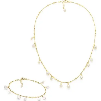 Souprava šperků ISHWARA - Handmade Italian Jewellery Perlová sada - bílé perly a žluté zlato, ISHWARA