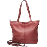 Velká vínová kožená kabelka na rameno Vera Pelle no. 2222