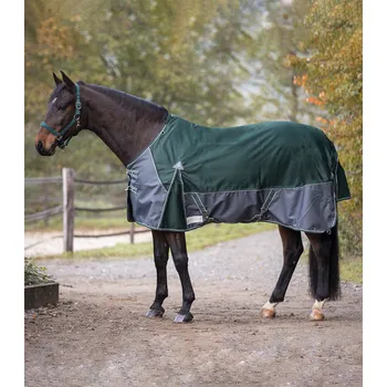 Deka pro koně WALDHAUSEN Deka výběhová Comfort Waldhausen, 300 g, fir green/asphalt Délka zad: 145 cm