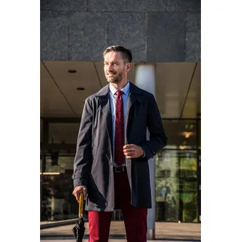Pánský oblek Pánský plášť Barva: Modrá, Velikost: 30, Střih: SLIM FIT