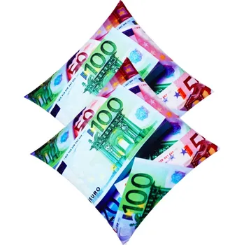 Polštář Numberoplus Dekorační polštář bankovka 45x45cm - 100 EU