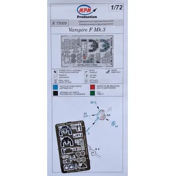 Plastikový model 1/72 Vampire F Mk.3 - Detail PE set (SP.HOBBY)