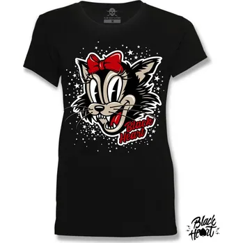Dámské tričko Dámské Triko BLACK HEART BAD CAT Barva: Černá, Velikost: S