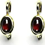Zlaté náušnice, žluté i bílé zlato, přírodní granát, NK 1353 (granát 6x4 mm)