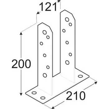 Tesařské kování Patka sloup. 120, PST 120, 121x200x5, 1 ks