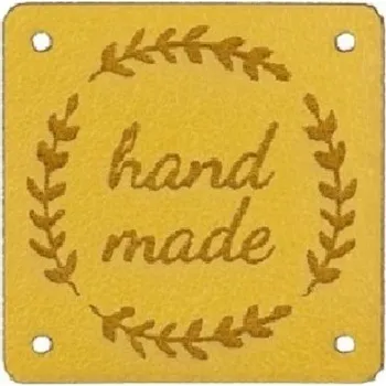 Nášivka Štítek hand made Hořčicový 30x30mm (Štítek hand made Hořčicový 30x30mm)