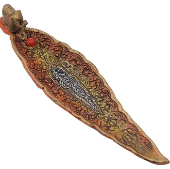 Vonná tyčinka Stojánek na vonné tyčinky - list kov Slon barevný oranžový