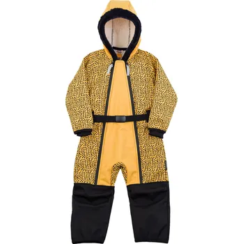 Kojenecké oblečení hořčicová vzorovaná kombinéza ze zimního softshellu