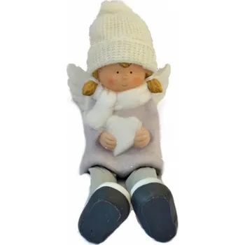 Vánoční dekorace Figurka magnesium andělská holčička sedící - 32 cm