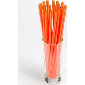 Slámky (brčka) JUMBO 25,5 cm, průměr 8 mm - oranžové (znovu použitelná) - [150ks]