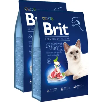 Krmivo pro kočku 2x Brit Premium Cat by Nature Sterilized Lamb 8kg