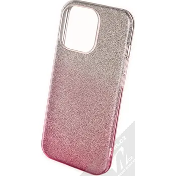 Pouzdro na mobilní telefon 1Mcz Shining Duo TPU třpytivý ochranný kryt pro Apple iPhone 13 Pro stříbrná růžová (silver pink)