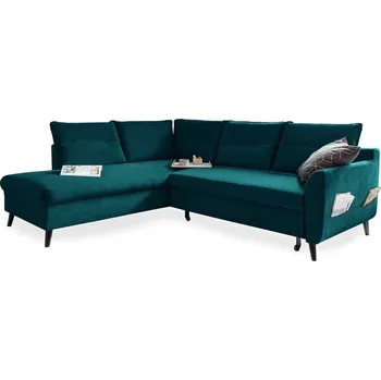 Pohovka Tyrkysová sametová rozkládací rohová pohovka Miuform Stylish Stan L, levý roh ID_1407231