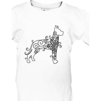 Tričko s potiskem Pes s vybarvovací mandalou dětské