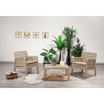 Zahradní sestava Zahradní set LARA stůl+2 křesla Varianta: beige - barva béžová