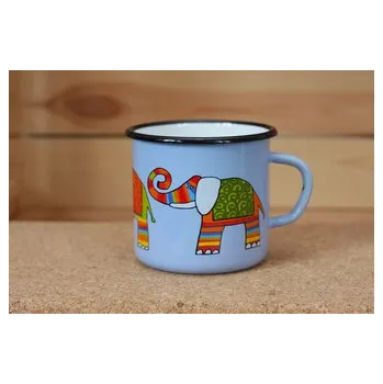 Smaltovaný hrnek 8cm - světle modrá - slon