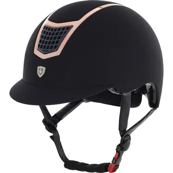 Jezdecká přilba EQUESTRO Helma jezdecká Eclipse Plain Velvet Equestro, navy/rose gold Obvod hlavy: 53-55 cm
