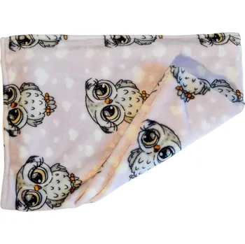 deka Deka flanel fleece světlé sovy - 150 x 200 cm