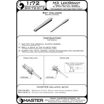 Plastikový model 1/72 M3 Lee/Grant 75 mm M2 L/31 (short) & 37 mm M6