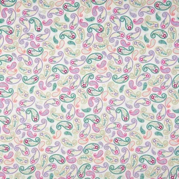 Popelín bílý, barevný kašmírový vzor, š.145