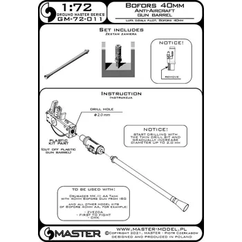 Plastikový model 1/72 Bofors 40 mm AA gun barrel (Crusader Mk.III)