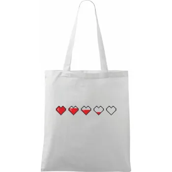 Gamer - srdce - životy - Taška bavlněná - 42 x 38 cm ( Bílá )