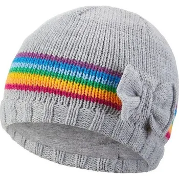 Čepice LITTLE ANGEL Čepice pletená mašle Outlast ® - sv.šedá-duha Velikost: 3 | 42-44 cm