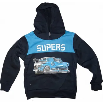 Chlapecká mikina Chlapecká tmavě modrá teplá mikina s modrým autem Slipers 104