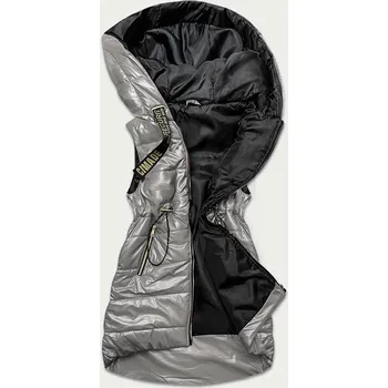 Dámská vesta Lesklá vesta v grafitové barvě s kapucí (B9782-70) odstíny šedé XXL (44)