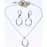 Set náhrdelník a náušnice transparentní ovál Růžově zlatý řetízek